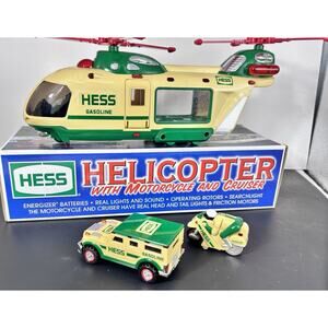 2001 HESS Helicopter with Motorcycle and Cruiser In Box